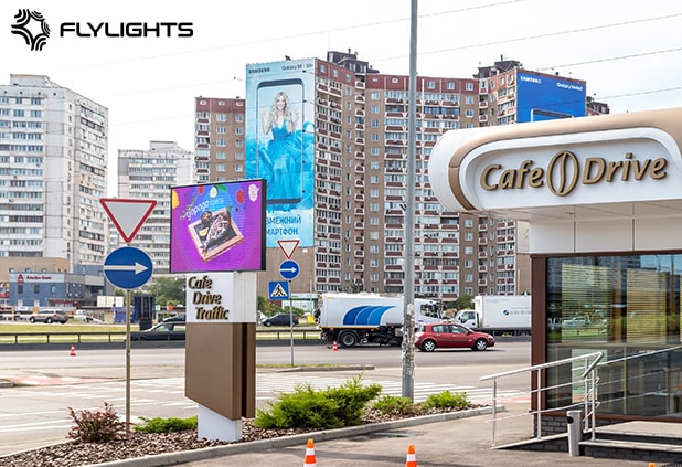 Flylights – LED-екран для кафе Café drive